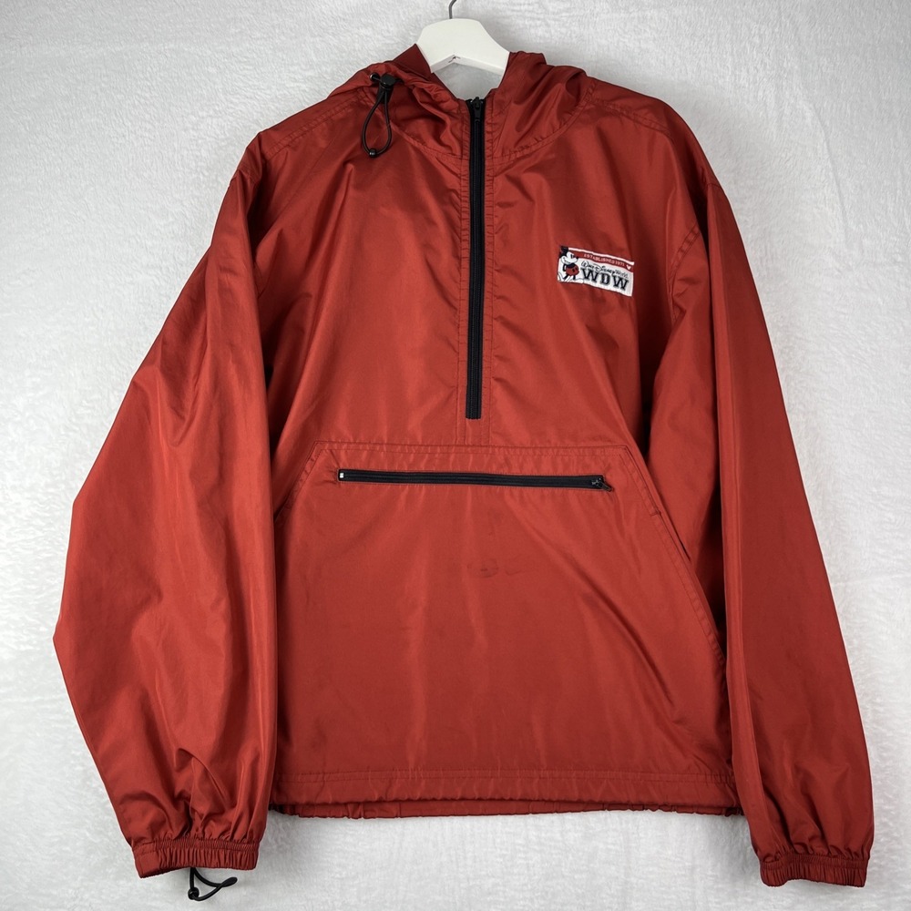 Walt Disney World Windbreaker Jacket Mens Medium Brown Waterproof Half Zip